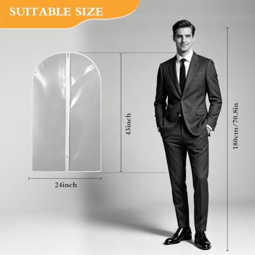 20 Pack Clear Garment Bag, PEVA Hanging Clothes Cover, 24"x43" Suit Dress Bag for Closet Storage Travel - Image 2