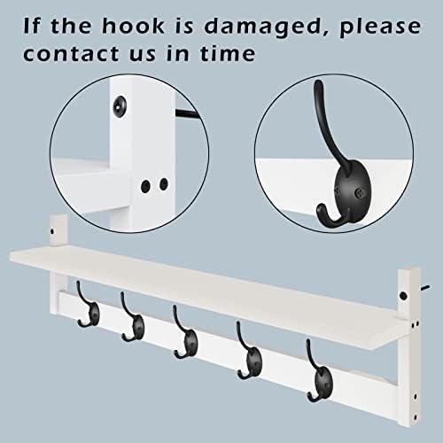 AMBIRD Wall Hooks with Shelf | Entryway Hanging Wood Coat Hooks | Wall-Mounted Rack with 5 Dual Hooks | Bathroom, Living Room, Bedroom (Modern). - Image 6