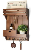 Rebee Vision Key Holder Wall Mount with Drawer Organizer for Entryway,Brown by REBEEVISION