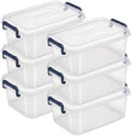Tribello Small Storage Bins with Lids, 6-Pack Stackable Plastic Containers for Home Organization – Clear Totes for Closet and Underbed Storage, 5 Quarts by Tribello