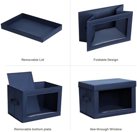 Homsorout Minimalist 6 Pack Large Fabric Storage Bins with Lids, Navy Blue, 14 Inch. - 6 Count, Ideal for Clothes, Books, CD, Bedroom, Living Room - Image 7