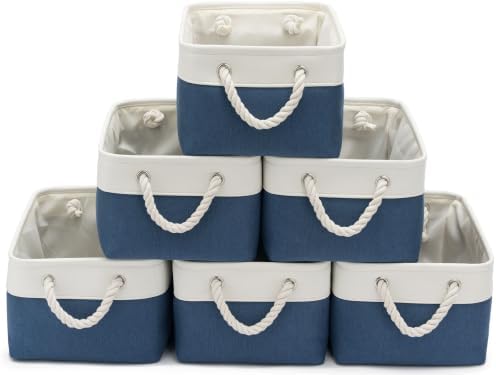 13.8x9.8x6.7 Inch Fabric Small Storage Bins with Handles 6 Pack by VQRTEXAStorageBasket