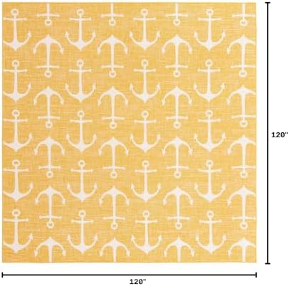 Unique Loom Outdoor Coastal Collection Area Rug - Ahoy (10' Square, Yellow) - Image 2