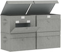 Foldable Storage Boxes with Flip Cover,13x9.1x7.9in,Grey,4 Pack by Unknown