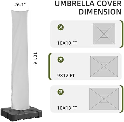 Patio Cantilever Umbrella Outdoor Waterproof Cover with Zippe - Image 2