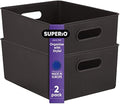 Superio Ribbed Collection - Decorative Plastic Basket Open Home Storage Bins Organizer, Large Brown (2 Pack) Container Boxes for Organizing Closet Storage Bins for Shelves 15 Liter/16 Quart by Superio