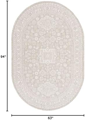 Rugs.com - Outdoor Aztec Rug – 5' 3 x 8' Oval Light Gray Indoor/Outdoor Rug – Weather Resistant for Patios, Decks, and Porches - Image 2