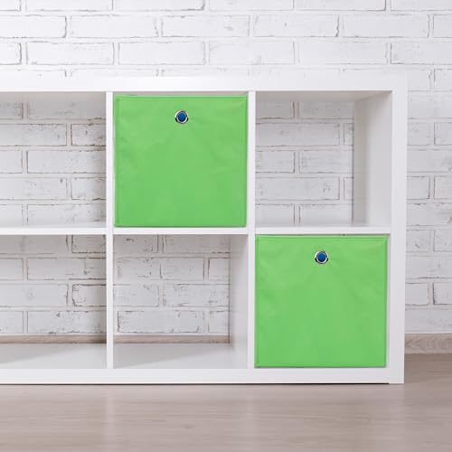 Relaxdays HLP 30 x 30 x 30 cm Storage Box, Set of 4 Cube Storage Box, Folding Storage Box, Fabric, Green - Image 2