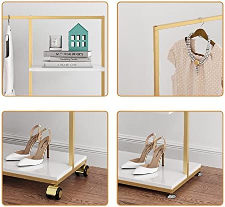 Metal Gold Clothing Rack for Boutique Use, Heavy Duty Garment Rack with Shelves for Retail Display (59L inches) - Image 5