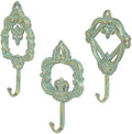 Sungmor Set of 3 Decorative Cast Iron Wall Hooks - Vintage Green by Sungmor