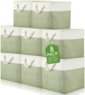 meekoo 8 Pack Fabric Storage Bins Baskets, 12 x 12 x 12 in, Green White by meekoo