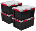 Sterilite 4-Pack Gasket Box, Stackable Plastic Storage Containers with Lids, 20 Gallon - Large Organizer Bin Boxes for Home, Cabinet, Closet, and Garage Organization by Sterilite