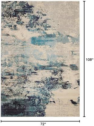 Nourison Home Celestial Ivory Teal Blue 6' x 9' Area Rug - Easy Clean, Non Shedding, Bed Room, Living Room, Dining Room, Kitchen (6' x 9') - Image 2