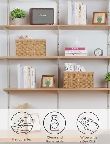 StorageWorks Wicker Storage Baskets for Shelves, Paper Rope Basket, 2-Pack - Image 4