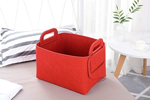 Minoisome Storage Basket Felt Storage Bin Collapsible& Convenient Box Organizer with Carry Handles for Office Bedroom Closet Babies Nursery Toys Laundry (Red, 17.9inch（L）×12.2inch（W）×11.6inch（H）) - Image 3