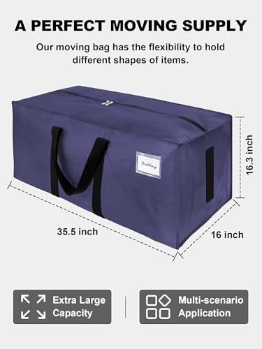 HOMESURE8 Pack 40 Gal Large Strong Moving Bags with Zippers & Carrying Handles - Water-Resistant - Heavy Duty Storage Tote for Space Saving, Fold Flat, Alternative to Moving Box (Blue) - Image 5