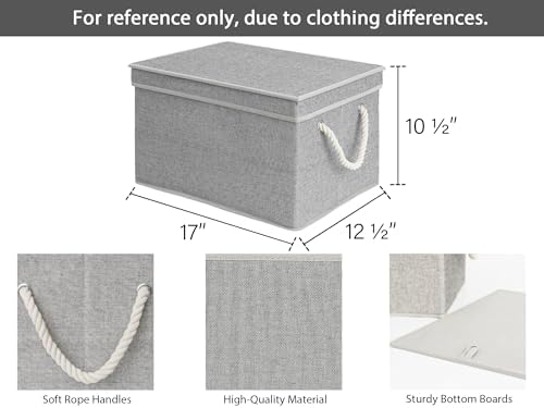StorageWorks Storage Bins with Lids, Fabric Boxes for Closet, Gray - Image 2