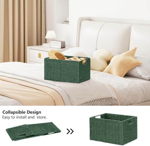 Vagusicc Large Wicker Storage Basket, Collapsible Baskets for Organizing - Image 3