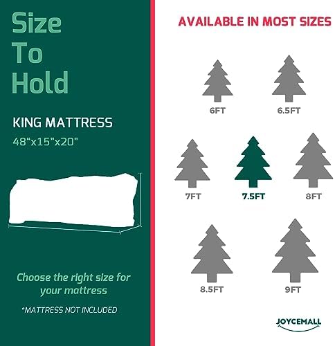 Christmas Tree Storage Bag Fits Up to 7.5 Feet Diassembled Tree, JOYCEMALL Heavy Duty Waterproof Artificial Xmas Tree Container Extra Large Moving Bag with Reinforced Handles & Dual Zipper - Red - Image 6