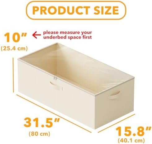 SpaceAid 4 Pack 10" High Under Bed Storage Containers, Large Underbed Storage Organizer Bins with Lids for Bedroom, Dorm, Clothes, Closet Organization, Bed Sheets and Blankets (Beige) - Image 3