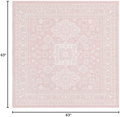 Rugs.com - Outdoor Aztec Rug – 5 Ft Square Pink Stain-Resistant Indoor/Outdoor Rug – Perfect for Patios, Decks, Porches, and Outdoor Entertaining - Image 2