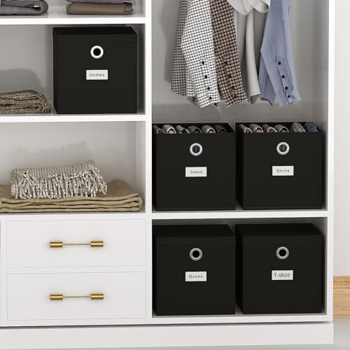 Pezin & Hulin Fabric Storage Cubes with Lids, 6-Pack, 11x11x11 in, Black - Image 5