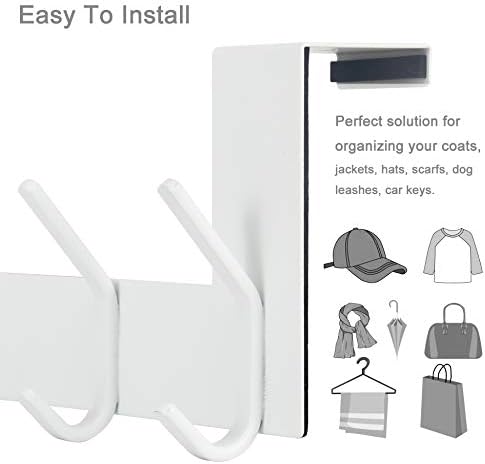 WEBI Over The Door Hook White,Over The Door Towel Rack,Door Hanger,Door Coat Towel Hanger,Door Coat Rack for Hanging Clothes,Jacket,Back of Bathroom,2 Packs - Image 6