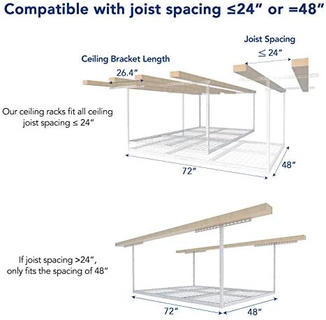 FLEXIMOUNTS 4x6 Overhead Garage Ceiling Storage Rack, 2 Pack, White - Image 5