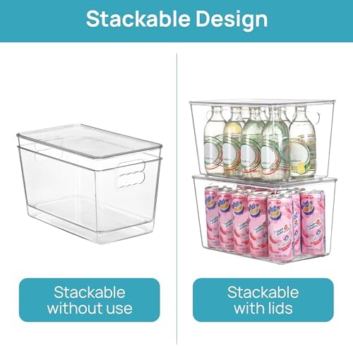 Vtopmart 10 Pack Clear Stackable Storage Bins with Lids and Handles, XLarge - Image 3