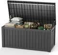 Outdoor Waterproof Resin Storage Deck Box Lockable Outside Bench UV Resistant Bin Patio Porch Furniture Pool Float Garden Tool Cushion (Black, 150 Gallon) by MAIUSCOLI