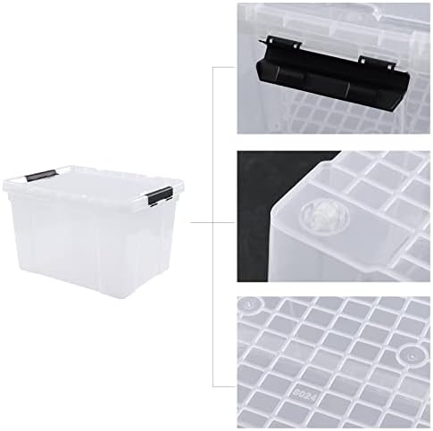 Obstnny 34 Quart Lidded Storage Bins 4 Packs, Plastic Clear Latching Box - Image 3