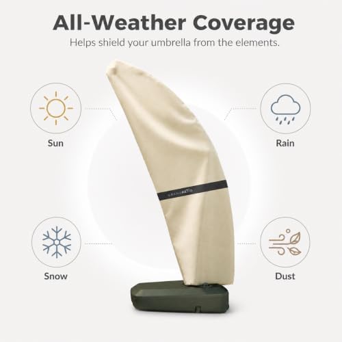 Grand Patio Deluxe Patio Umbrella Cover for 10×13 FT Offset Umbrella with Curved Cantilever and Straight Pole, Waterproof Cantilever Umbrella Cover with Zipper, Weather-resistant, Beige - Image 2