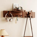 Wall Mounted Piano Key Hanger | Flip Style Hook | Entrance Wall Art Hook, Made of Oak Wood (3 Times Painted, 4 Times Polished) (Fence Walnut, 8Hooks) by FleiSleep