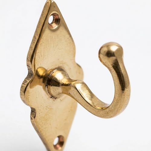 Unlacquered Solid Brass Wall Hooks – Heavy Duty Handmade Coat Hooks for Wall Mount | Decorative Brass Towel Hooks for Bathroom, Robes, Jackets, Towels | Vintage Rustic Coat Hanger (Set of 2) - Image 6