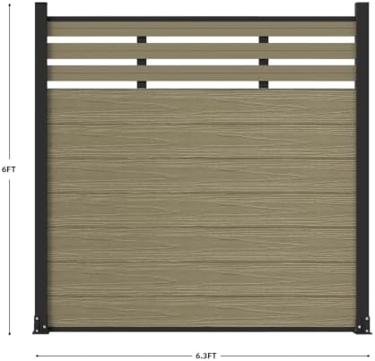 6x6 FT Wood Composite Privacy Fence Panel,Semi-Enclosed Outdoor AC Unit Cover,Trash Can Barrier | Weatherproof, Easy Installation, Durable Composite Fencing (Antique Wood with 2 Posts) - Image 3