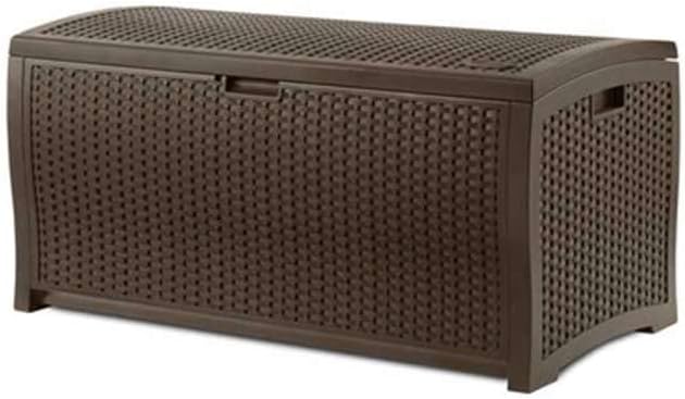 Suncast 73 Gallon Waterproof Resin Wicker Outdoor Patio Storage Deck Box, 3 Pack - Image 6