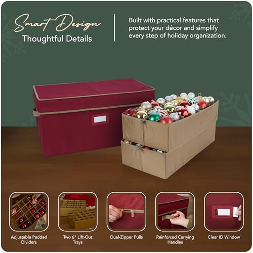 Covermates Adjustable Ornament Storage Box, 25.5" W x 13" D x 12.5" H, Red - Image 4