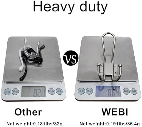 WEBI Coat Hooks Wall Mount,5 mm Thick,10 Large Triple Hooks,Heavy Duty Metal Backpack Wall Hooks for Hanging Clothes,Robe,Towel,Closet,Farmhouse,Mudroom,Silver - Image 7