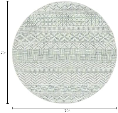 SAFAVIEH Washable Rug Outdoor Courtyard Collection - 6'7" Round, Beige & Green, Non-Shedding & Easy Cleaning, Ideal for Patio, Backyard, Mudroom (CY8196-55712) - Image 6
