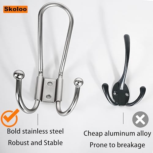 SKOLOO Sturdy Coat Rack Wall Mount with 5 Triple Hangers - Ideal for Heavy Bags, Jackets, and Coats - No Assembly Required - Durable Iron Design - Perfect for Porche, Mudroom, and Entrance, Pack of 2 - Image 5