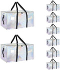 8 Pack-Extra Large Heavy Duty Moving Bags - Waterproof Storage Totes with Handles & Zippers, Foldable for College Dorm, Storage (Shiny Color) by Unknown