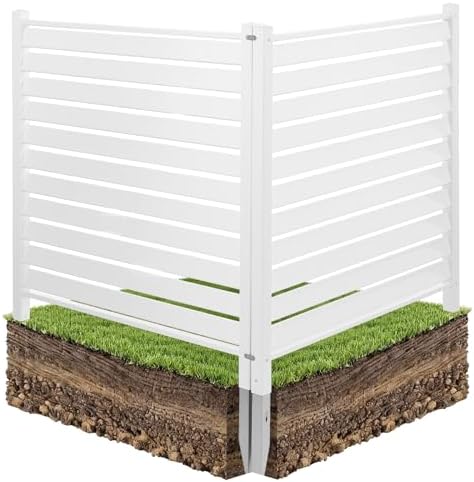 VEVOR 48" W x 48" H Vinyl Fence Panels, Air Conditioner Fence, Outdoor Privacy Screens for Trash Can, Pool Equipment Enclosure, Privacy Screen Kit Louvered Panels (2 Panels) by VEVOR