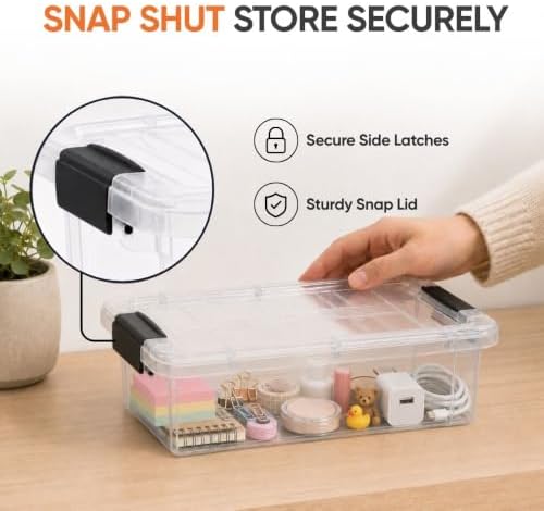 Superio 2.3 Quart Clear Plastic Storage Containers with Lids, Stackable Organizer Bins, BPA-Free Storage Boxes for Home, Office, Dorm & Classroom, 8 Pack - Image 6