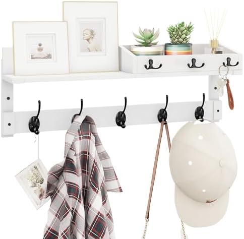 Homode Coat Rack Wall Mount with Hooks and Mail Holder by Homode