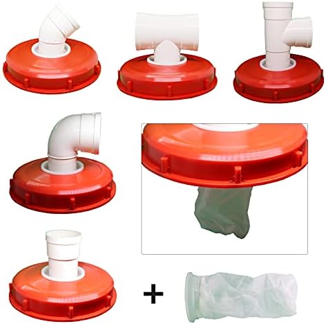JUTTA 165/245mm IBC Tank Lid Nylon Washable with Lid and Vent Hole for Rainwater Tank IBC Ton Barrel Cover Cap With Nylon Filter for Home and Garden (Red 245mm 90°) - Image 2
