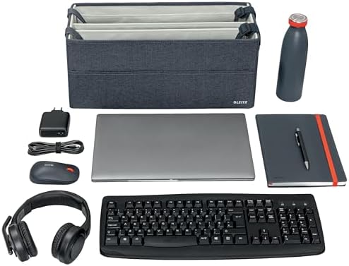 Leitz Fabric Hot Desking Work Bag & Storage Bag, Laptop Bag & Desk Tidy Organiser for Stationery & Laptop Accessories, w. Carry Handles, Foldable & Eco Conscious, Recycle Range, Velvet Grey, 64440089 - Image 4