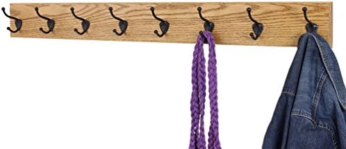 PegandRail Oak Wall Mounted Coat Rack with Bronze Hooks 4.5" Ultra Wide (Golden Oak, 20" x 4.5" with 4 Hooks) - Image 3