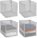 4 Pcs Foldable Metal Cube Storage Baskets, 13x13in, Grey by Ferrochef