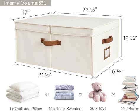 StorageWorks Large Decorative Storage Boxes with Lids, Oatmeal Beige - Image 2