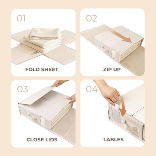 Cotton Linen Sheet Organizers and Storage, 12Pack Off-White - Image 7